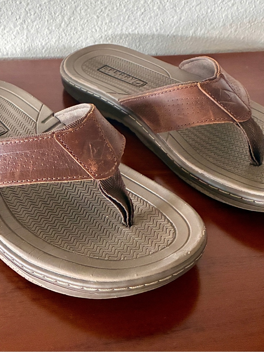 Men's Sperry Brown Leather Thong Sandals - Unbranded